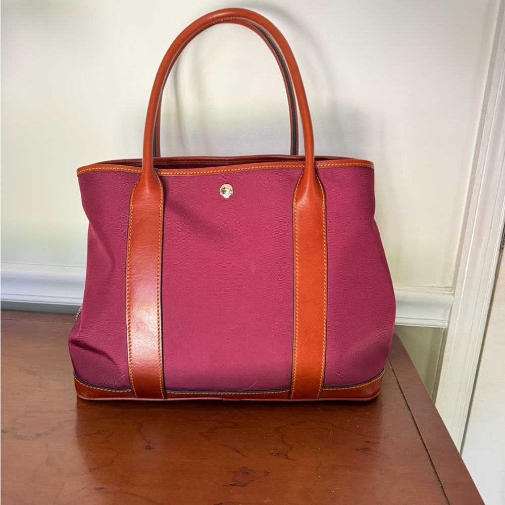 Dooney & Bourke Layla maroon Tote Double Leather Handle Tote Shoulder Bag - Picture 2 of 12